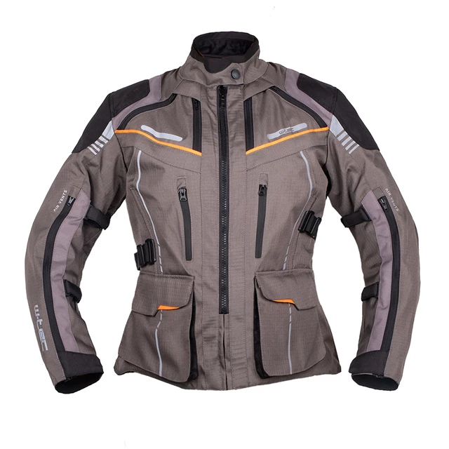 Dámská touringová moto bunda W-TEC Smackton Lady - šedo-oranžová - šedo-oranžová