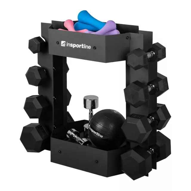 Stojan na činky inSPORTline RK3020, 8 pozic + 2 police