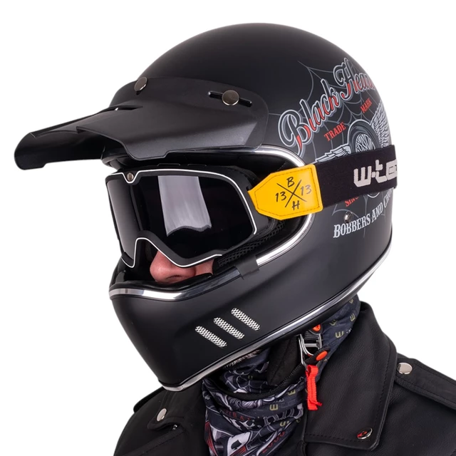 Moto přilba W-TEC Black Heart Retron - Simple Black