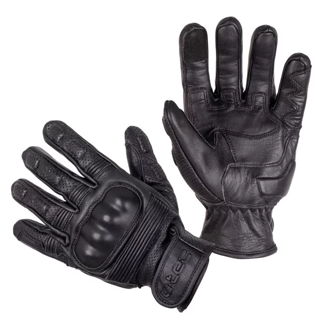 Kožené moto rukavice W-TEC Clascado - černá - černá