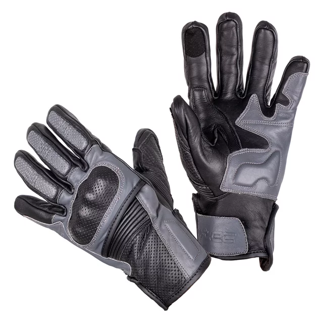 Kožené moto rukavice W-TEC Boldron - černo-šedá