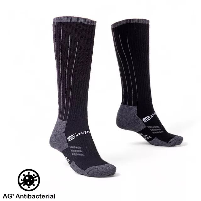 Merino podkolenky inSPORTline Meritic Ski AG+ antibakteriální - černo-šedá