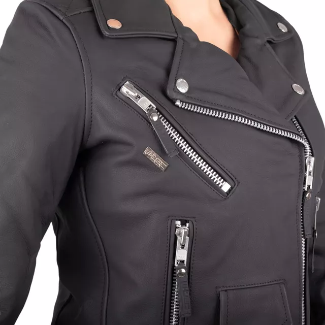Dámská kožená moto bunda W-TEC Brinea - matně černá