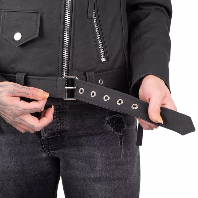 Dámská kožená moto bunda W-TEC Brinea - matně černá