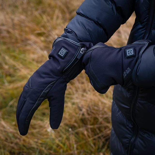 Vyhřívané moto a lyžařské rukavice W-TEC HEATnoir 2x2000 mAh - černá
