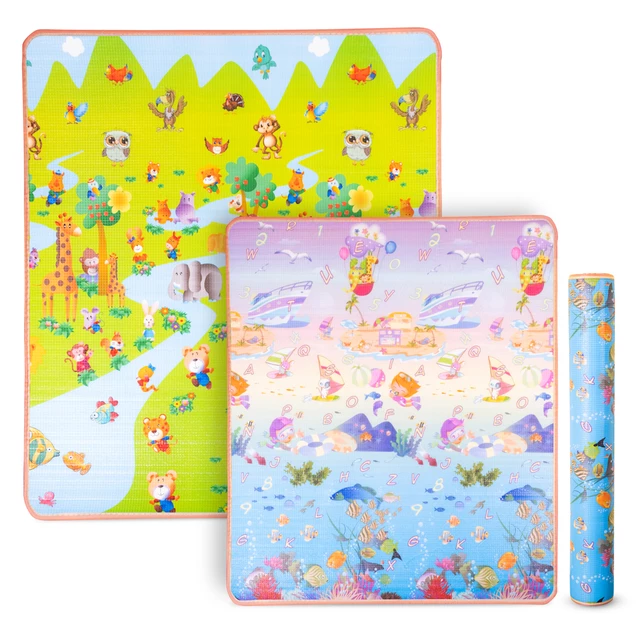 Rolovatelná dětská podložka inSPORTline Lhotino 150x180x1,5 cm - Puzzle/Moře