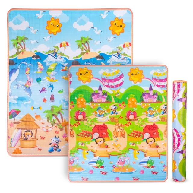 Rolovatelná dětská podložka inSPORTline Lhotino 150x180x1,5 cm - Puzzle/Moře