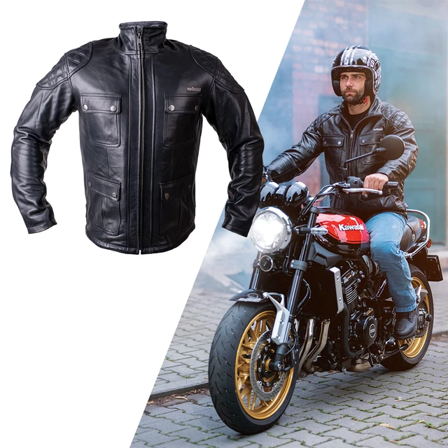 Kožená moto bunda W-TEC Valebravo - 2.jakost - černá - černá