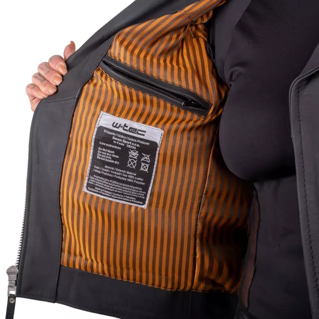 Dámská kožená moto bunda W-TEC Brinea - matně černá