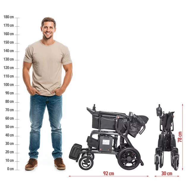 Skládací elektrický karbonový invalidní vozík inSPORTline Feally • 16,2kg • do 120kg • až 25km dojezd