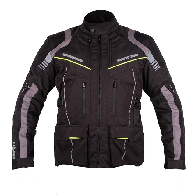 Touringová moto bunda W-TEC Smackton - černo-šedo-oranžová - černo-zelená
