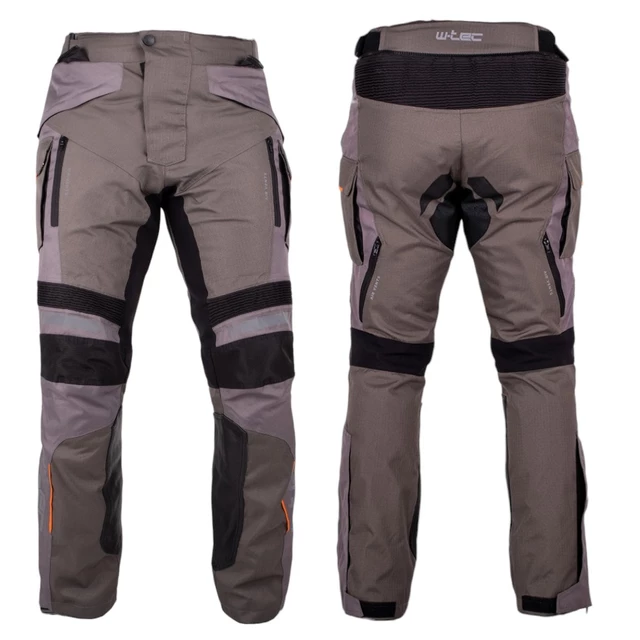 Moto kalhoty W-TEC Smackton - černo-šedo-oranžová - černo-šedo-oranžová