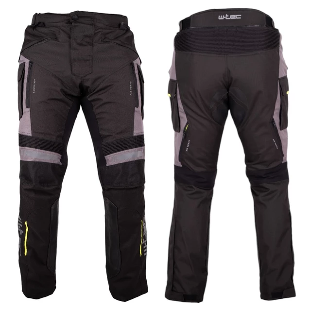 Moto kalhoty W-TEC Smackton - černo-šedo-oranžová - černá