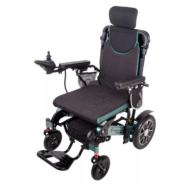 Elektrický invalidní vozík inSPORTline Hawkie Evo II s polohovatelným opěradlem • 700W • 30,55kg • do 130kg • až 24km dojezd - zelená