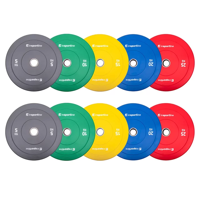 Gumové kotouče inSPORTline Bumper Plate Go 50mm 5-25kg