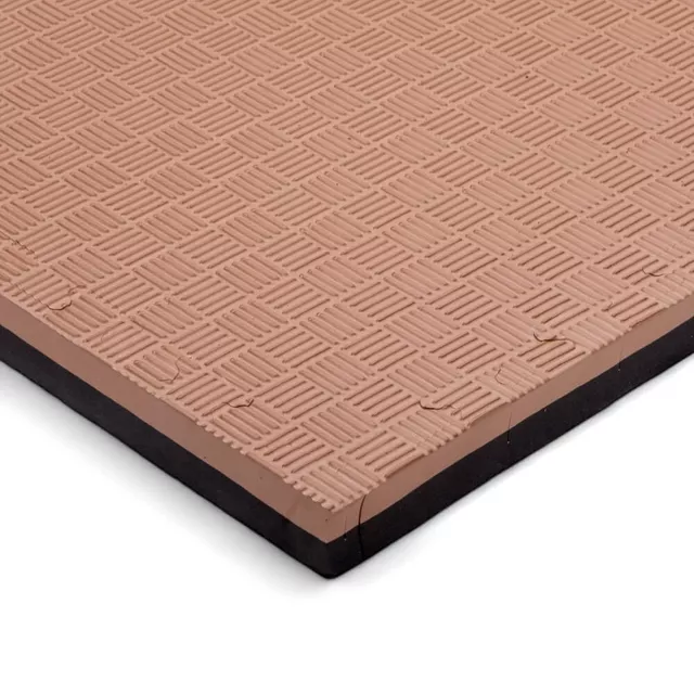 Puzzle tatami podložka inSPORTline Malmeida 100x100x4 cm - mocha mousse-černá, vzor 5 proužků