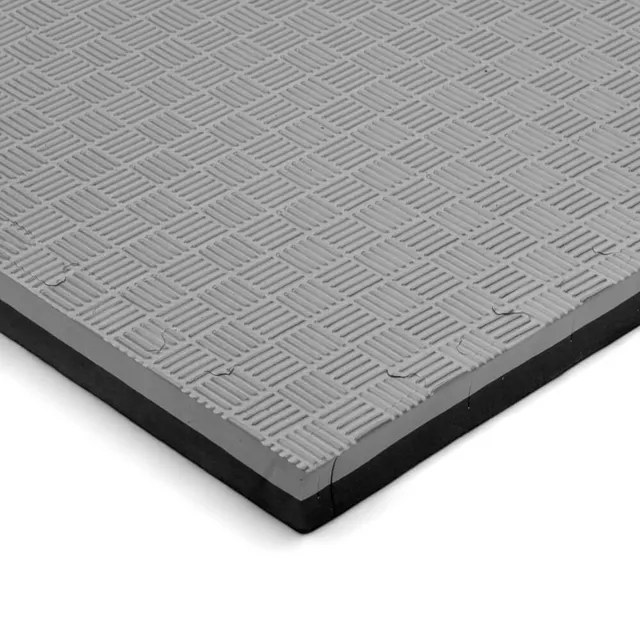 Puzzle tatami podložka inSPORTline Malmeida 100x100x4 cm - mocha mousse-černá, vzor 5 proužků