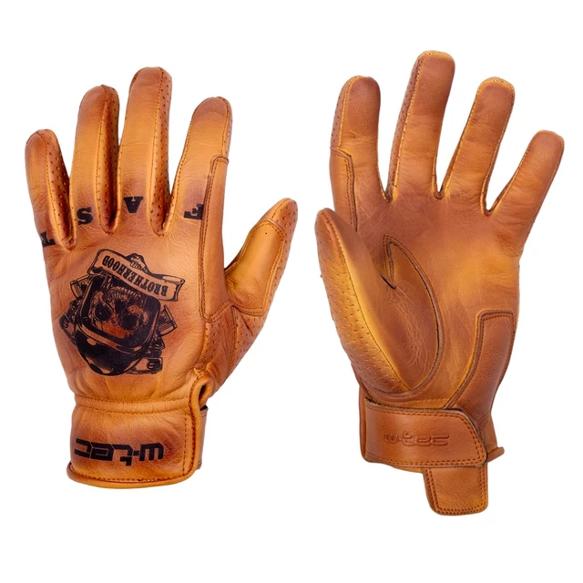 Letní kožené moto rukavice W-TEC Gatorrano - hnědá