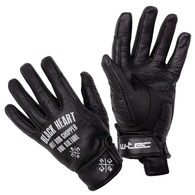 Letní kožené moto rukavice W-TEC Black Heart Darios - černá - černá