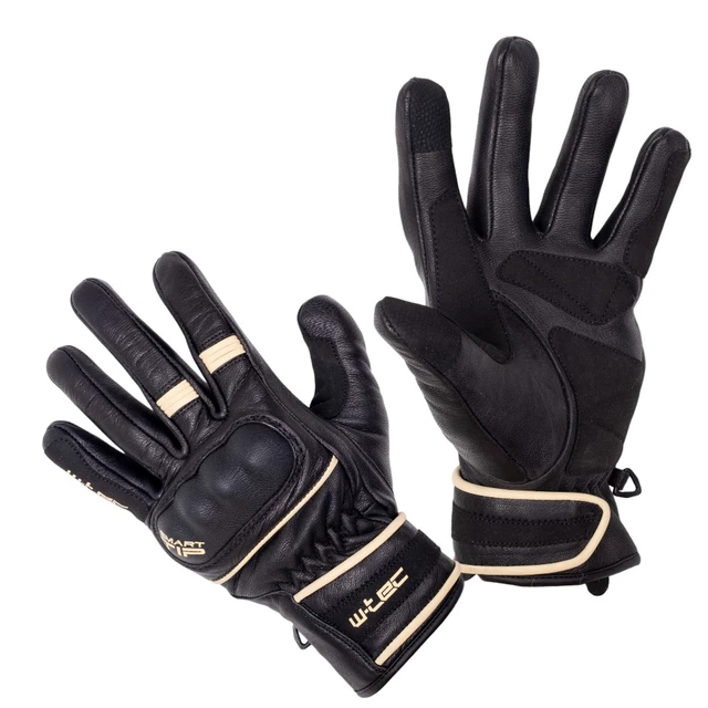 Moto rukavice W-TEC Franker - černo-bílá - černo-bílá