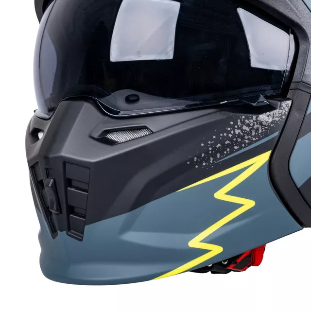 Modulární přilba W-TEC Badalone Graphic - matně černá-žlutá