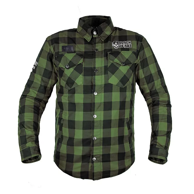 Moto košile W-TEC Black Heart Rattlesneak - zeleno-černá kostkovaná - zeleno-černá kostkovaná