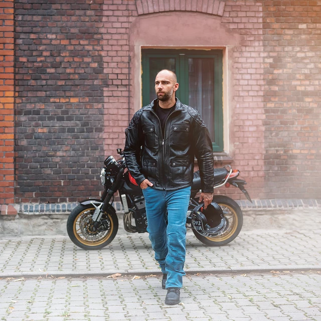 Kožená moto bunda W-TEC Valebravo - 2.jakost - černá