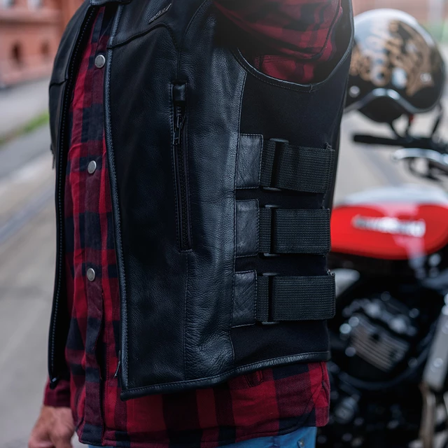 Kožená moto vesta W-TEC Trabacho - černá