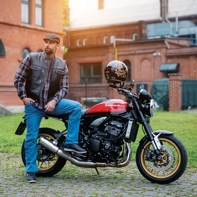 Kožená moto vesta W-TEC Delasola - černá