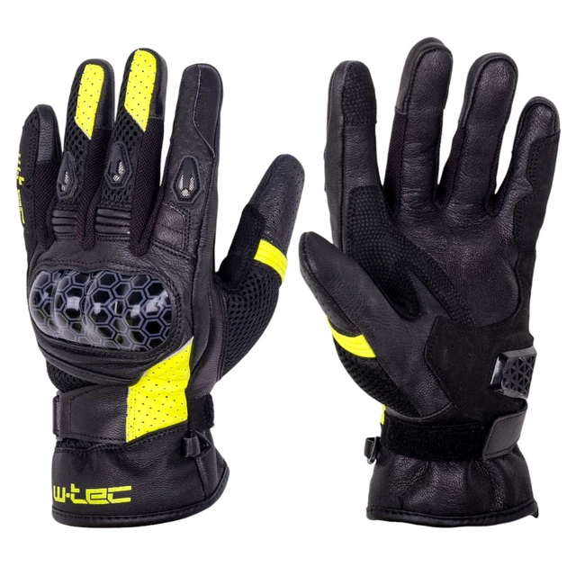Moto rukavice W-TEC Kudavo - černá-fluo