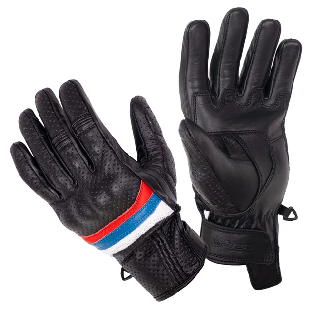 Letní kožené moto rukavice W-TEC Laudero - černá - černá