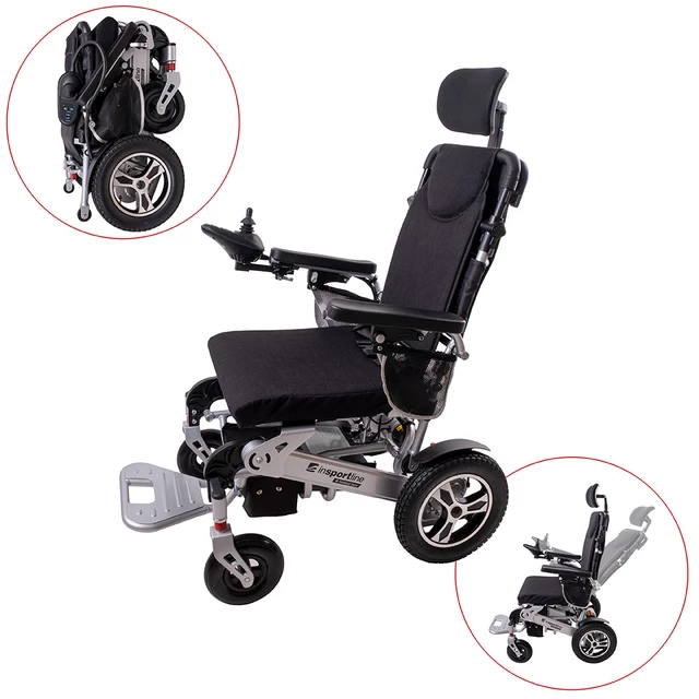 Elektrický invalidní vozík inSPORTline Hawkie Evo s polohovatelným opěradlem • 700W • 30,53 kg • do 130kg • až 24km dojezd