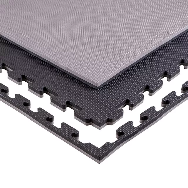 Puzzle tatami podložka inSPORTline Sazegul 100x100x2 cm - šedo-černá, vzor 5 proužků