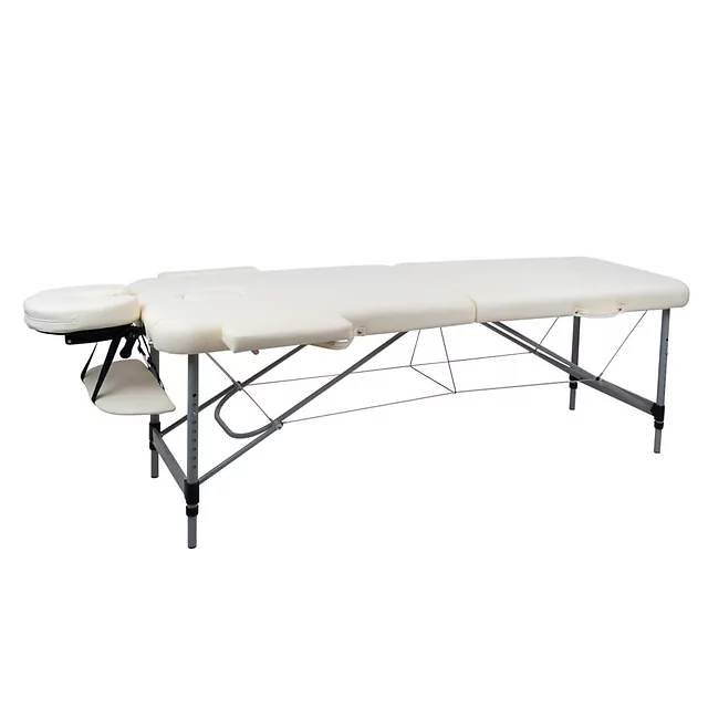 Masérské lehátko inSPORTline Morrani 186x60x62,5-85,5 cm 2-dílné hliníkové - krémová