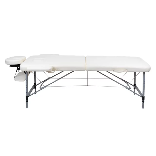 Masérské lehátko inSPORTline Morrani 186x60x62,5-85,5 cm 2-dílné hliníkové - krémová