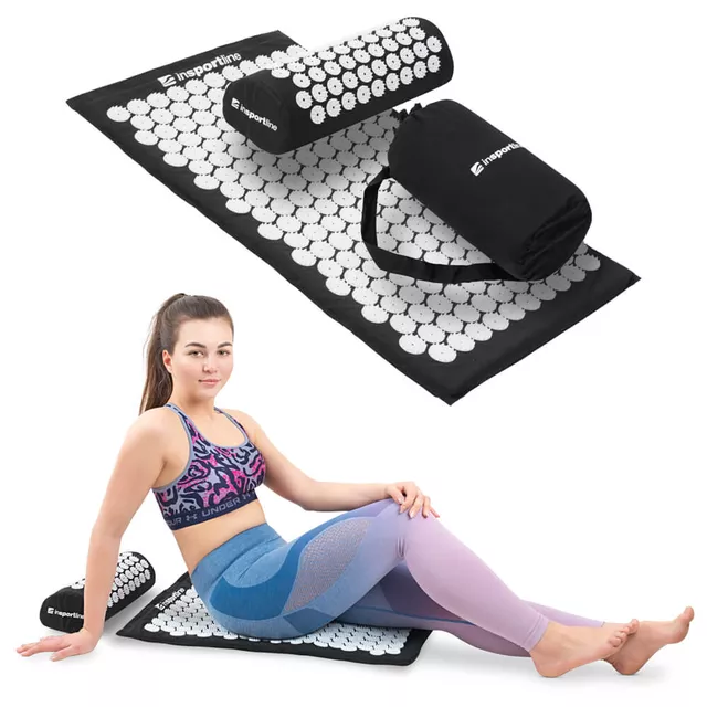 Akupresurní podložka a polštář inSPORTline Alavea II - černo-zlatá