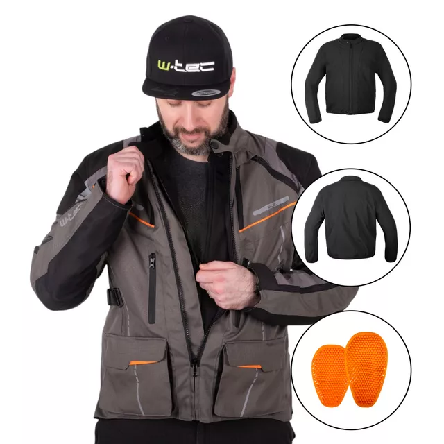 Touringová moto bunda W-TEC Smackton - černo-šedo-oranžová