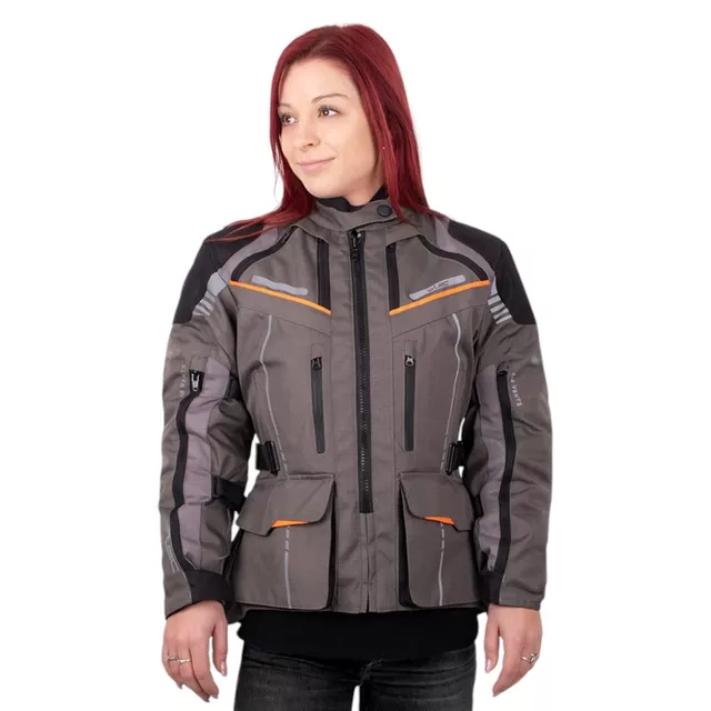 Dámská touringová moto bunda W-TEC Smackton Lady - šedo-oranžová