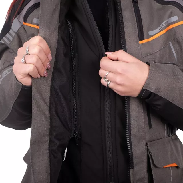 Dámská touringová moto bunda W-TEC Smackton Lady - šedo-oranžová