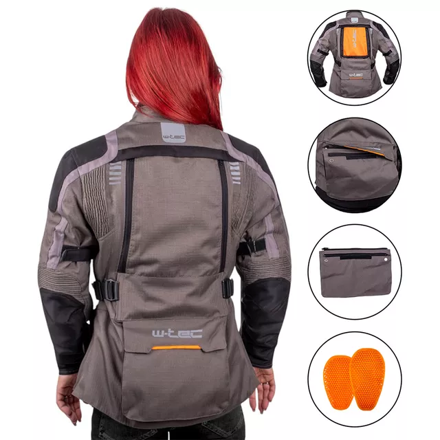 Dámská touringová moto bunda W-TEC Smackton Lady - šedo-oranžová