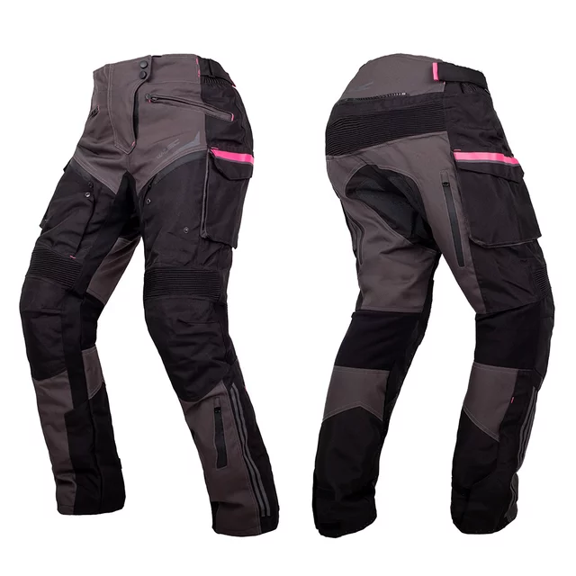 Dámské moto kalhoty W-TEC Barbata - černo-šedo-růžová