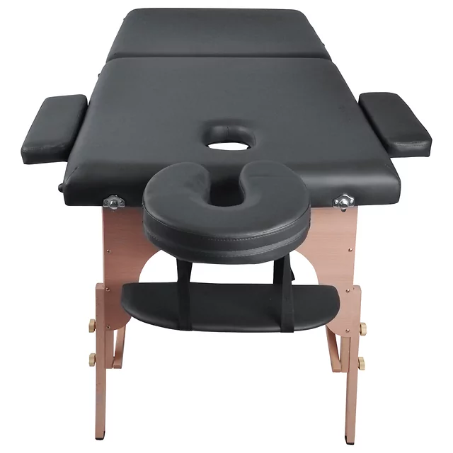 Masérské lehátko inSPORTline Orashi 186x60x62,5-85,5 cm 2-dílné dřevěné - 2.jakost - černá