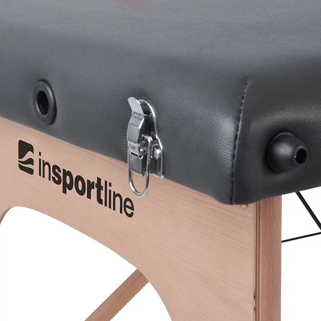 Masérské lehátko inSPORTline Orashi 186x60x62,5-85,5 cm 2-dílné dřevěné - 2.jakost - černá