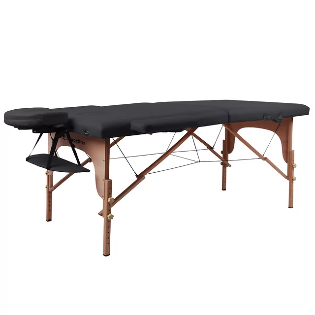 Masérské lehátko inSPORTline Orashi 186x60x62,5-85,5 cm 2-dílné dřevěné - 2.jakost - černá
