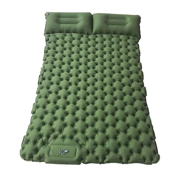 Nafukovací karimatka pro dva s integrovanou pumpou inSPORTline Faustea 192x125x8 cm - zelená - zelená