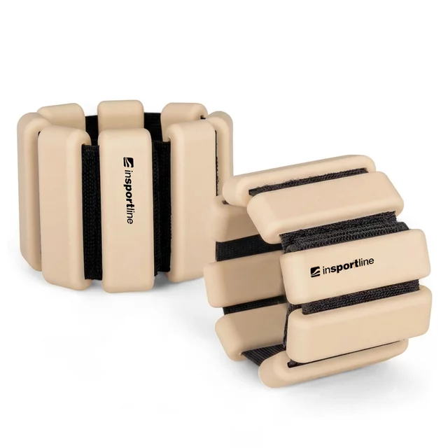 Fitness závaží na kotník a zápěstí inSPORTline Brace 2x1 kg - béžová