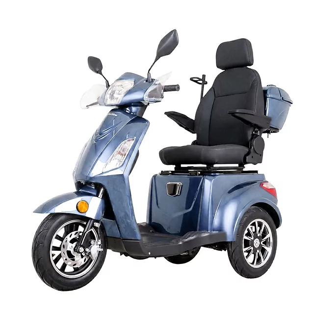 Elektrický tříkolový vozík inSPORTline Zorica Deluxe s elektromagnetickou brzdou • 25km/h • až 45 km dojezd • bez řidičáku - modrá