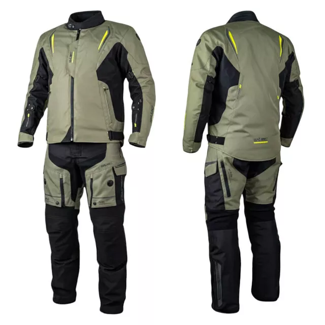 Moto kalhoty W-TEC Karmal - 2.jakost - černo-olivově zelená
