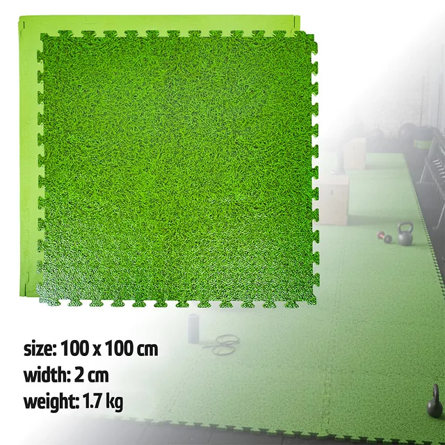 Puzzle tatami podložka inSPORTline Zemalpro 100x100x2 cm - motiv dřeva - motiv trávníku