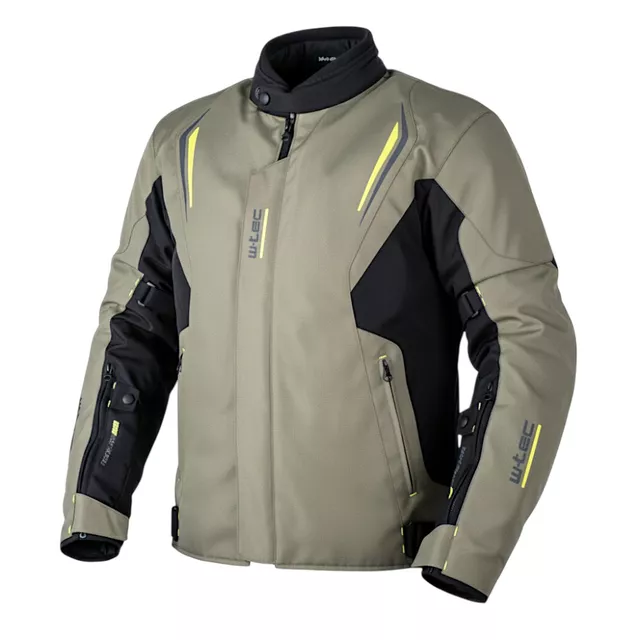 Touringová moto bunda W-TEC Karmal - černo-olivově zelená